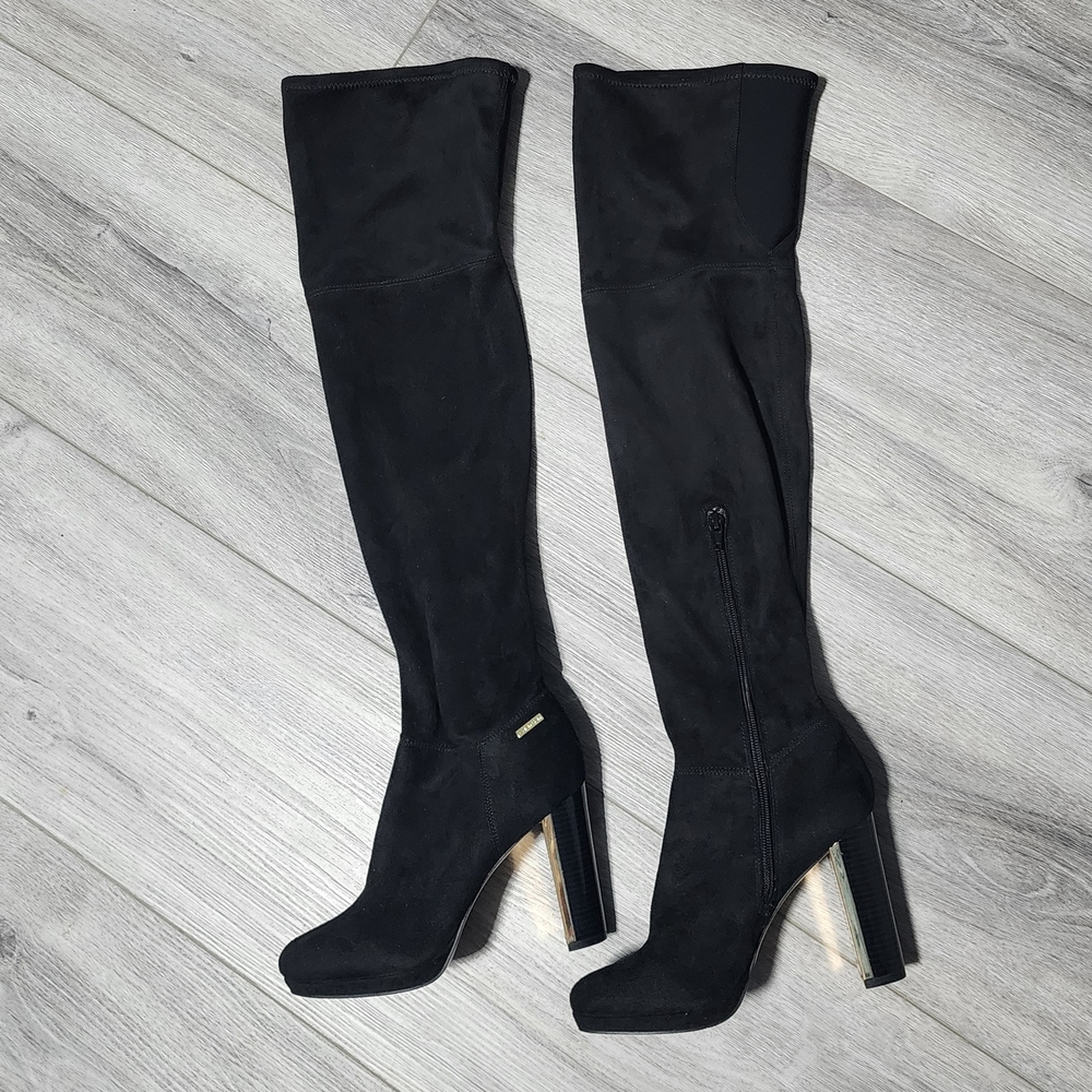Calvin Klein Polomia Over The Knee Black Suede Boots Womens Size 5.5 - Picture 2 of 7